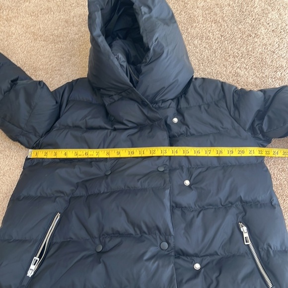 New! Zara basic navy puffer zippered and buttoned snow hoodie jacket. - Picture 12 of 15